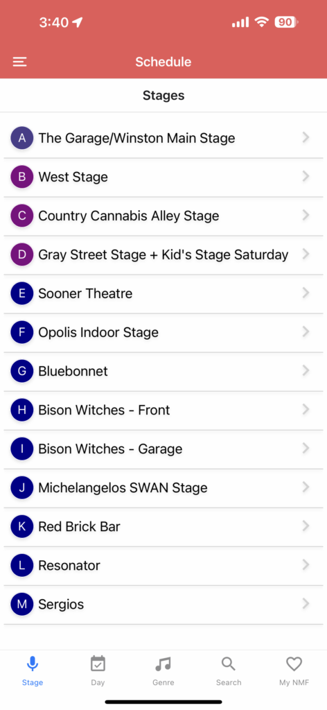 NMF Mobile App Schedule