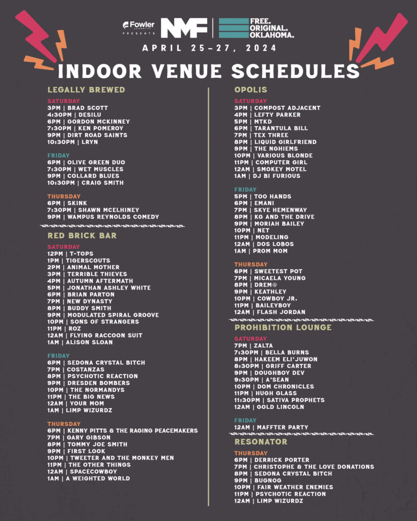 NMF Indoor Schedule